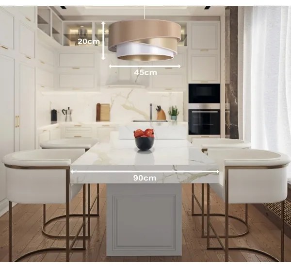 Duolla - Csillár zsinóron KOBO 1xE27/15W/230V átm. 45 cm bézs/arany/fehér