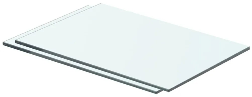 2 db átlátszó üveg paneles polc 40 x 20 cm