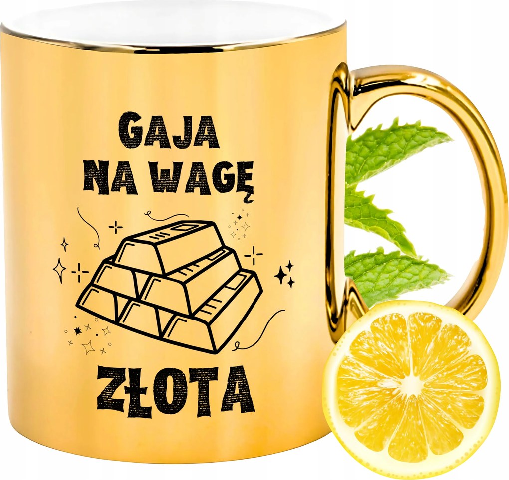 Prémium Arany Csillogó Bögre Gaia Ajándék Nyomtatott Fotóval