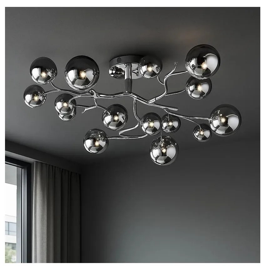 Brilagi - LED Felületre szerelhető csillár MISTEL 15xG9/3W/230V fényezett króm/füstös