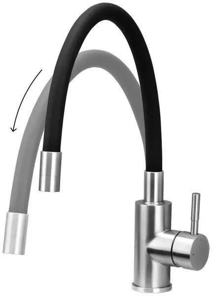 Concept BDC7138 - Mosogató csaptelep rugalmas kifolyókarral, fényes króm/fekete