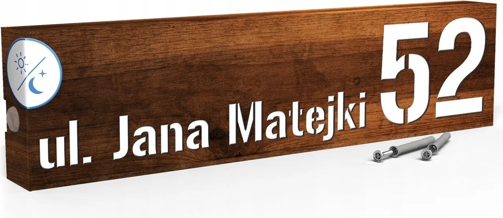 Megvilágított Házszám Led Címtábla 40X10 cm Szürkület Érzékelő