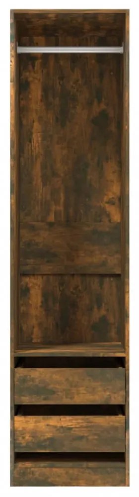 füstös tölgy színű szerelt fa szekrény fiókokkal 50x50x200 cm