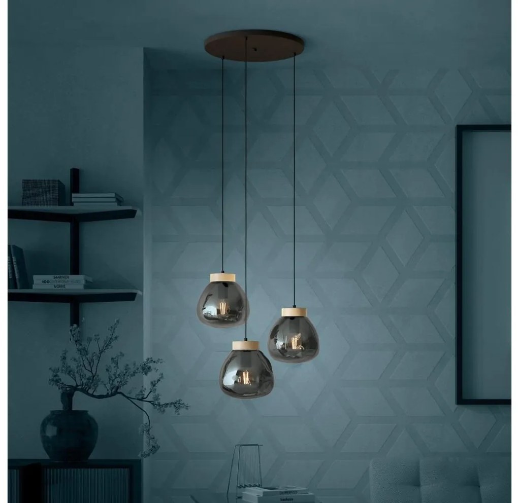 Eglo 390319 - Csillár zsinóron MAGACELA 3xE27/40W/230V füstös