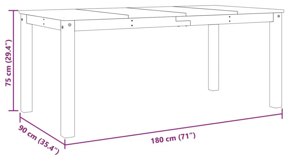 Panama szürke tömör fenyőfa ebédlőasztal 180 x 90 x 75 cm