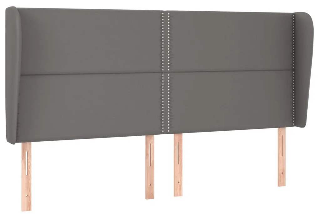 szürke műbőr fejtámla szárnyakkal 203x23x118/128 cm