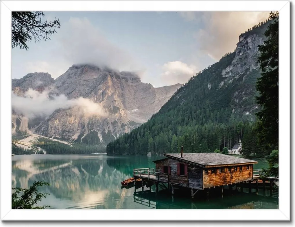 Poszterek keretben 40x30 Tájkép hegyekkel Házikó