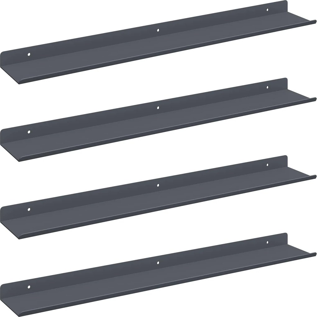 vidaXL Lebegő polc 4 pcs Antracit 60 x 9 x 2,5 cm Acél