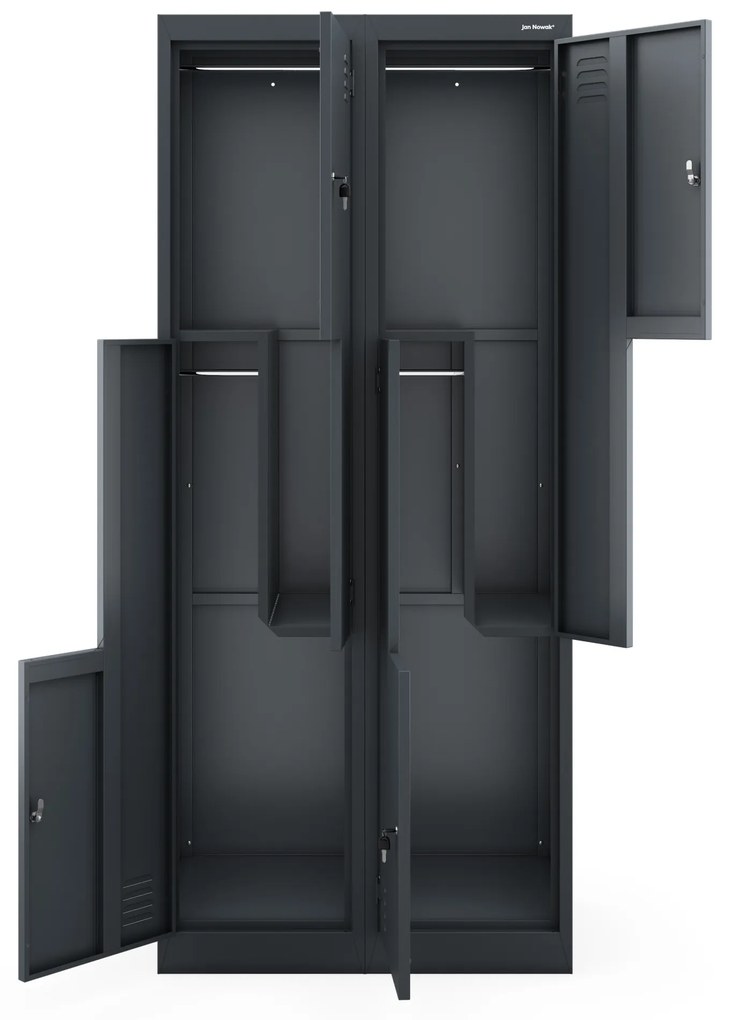 „L” típusú fémszekrény JULIA, 800 x 1850 x 450 mm, antracit