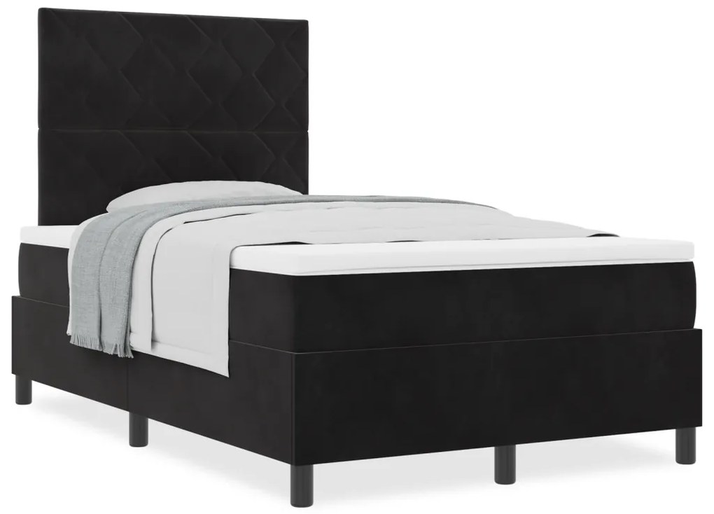 Boxspring Ágy Matrac nélkül Fekete 120x200 cm Bársonyos