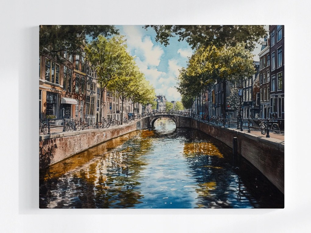 Vászonkép Kilátás Amszterdam Hollandia Csatorna Híd 100x75