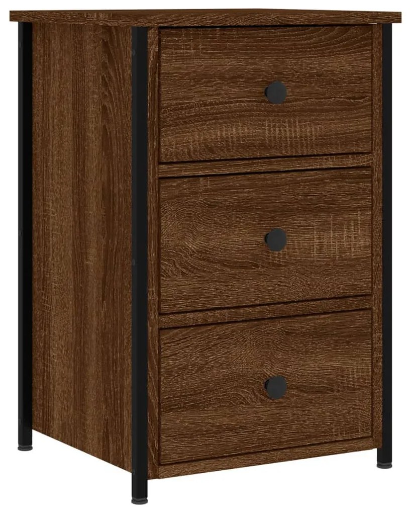 2 db barna tölgyszínű szerelt fa éjjeliszekrény 40x36x60 cm