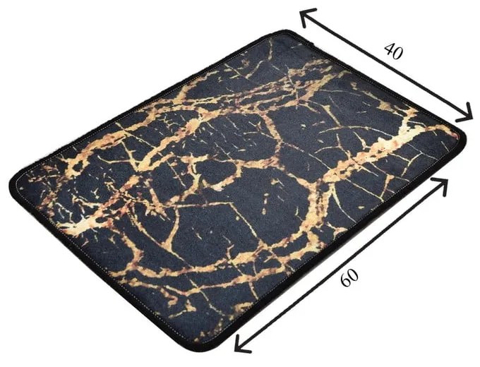 Fekete-aranyszínű fürdőszobai kilépő 60x40 cm Goldes - Foutastic