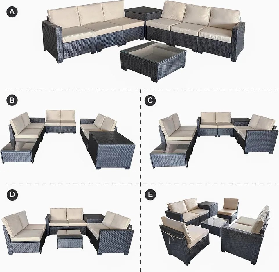 Avenberg ENCANTA Nagy kerti kanapé szett párnákkal és tárolóval