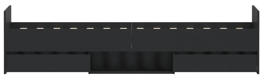 fekete ágykeret fej- és lábtámlával 90 x 200 cm