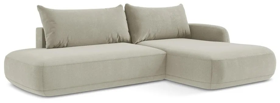 Bézs kinyitható sarokkanapé (jobb oldali-heverő résszel) Hale – Makamii