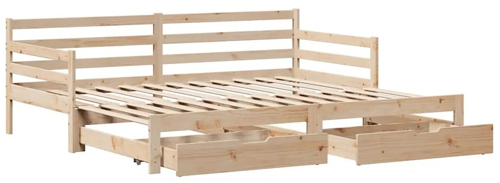 kihúzható heverő fiókokkal matrac nélkül 90 x 200 cm