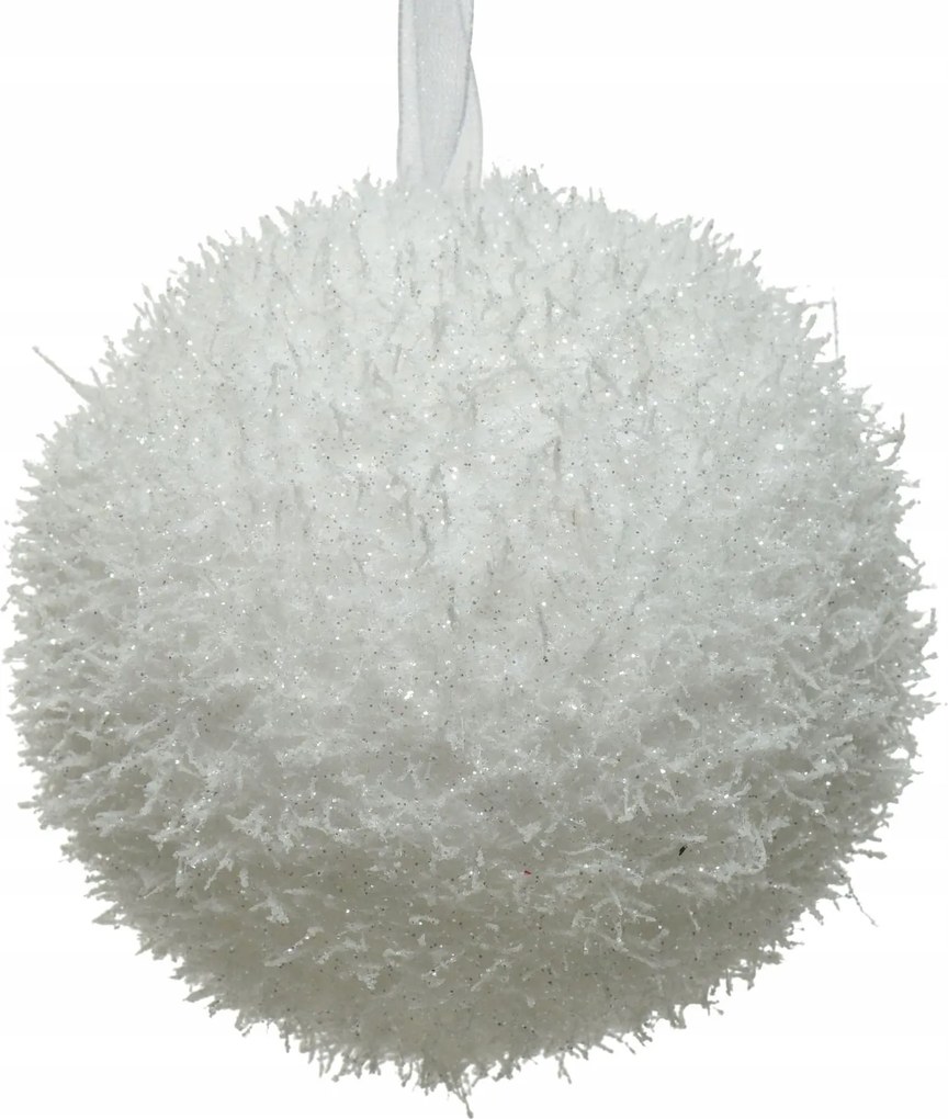 Karácsonyfadísz hungarocell Fehér havas kerek csillámos 8cm