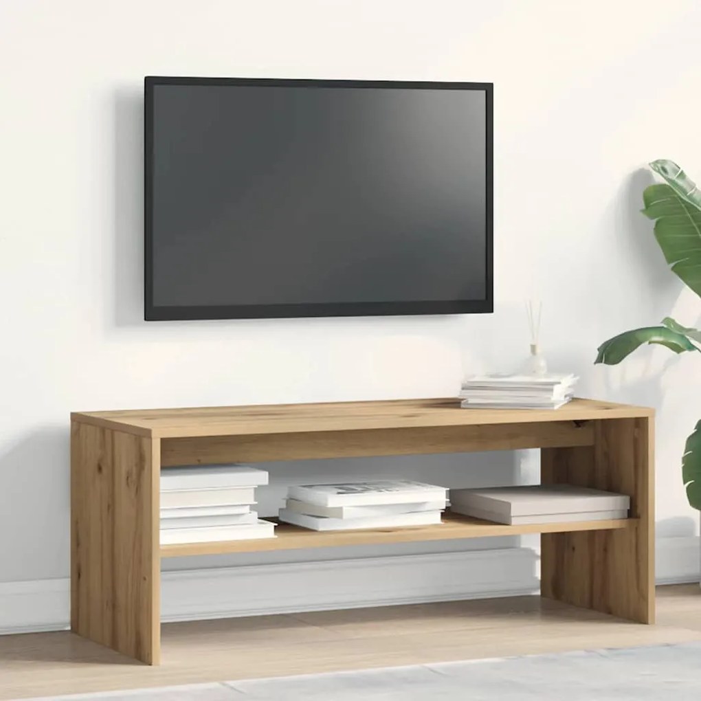 kézműves tölgy színű szerelt fa TV-szekrény 100x40x40 cm