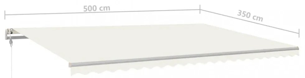 krémszínű kézzel kihúzható LED-es napellenző 5x3,5 m