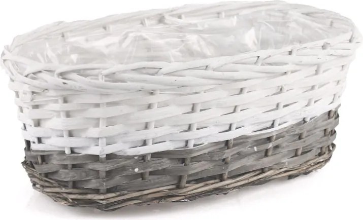 Fehér-szürke Ovális Fonott Kosár 37x22x13 cm HL01886.4.3