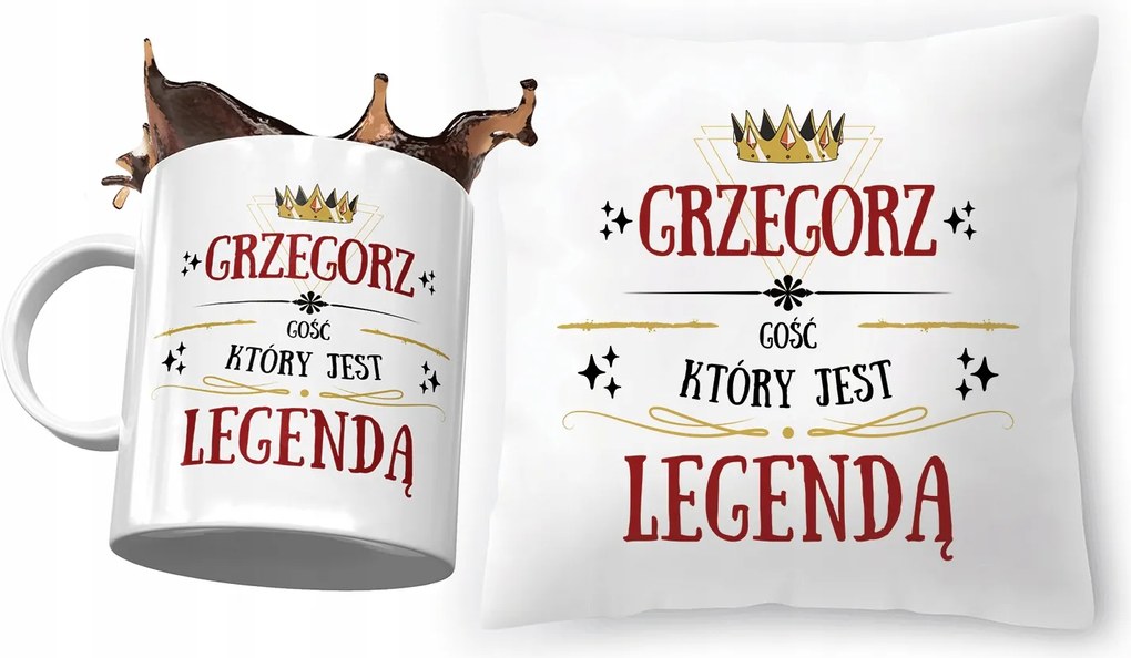 Gergely párna ajándék bögre szett fényképes nyomtatással