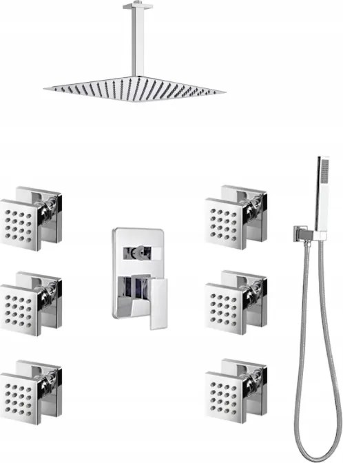 Falsík Alatti Zuhanyszett Hidromasszázs Króm Esőztető 20 cm