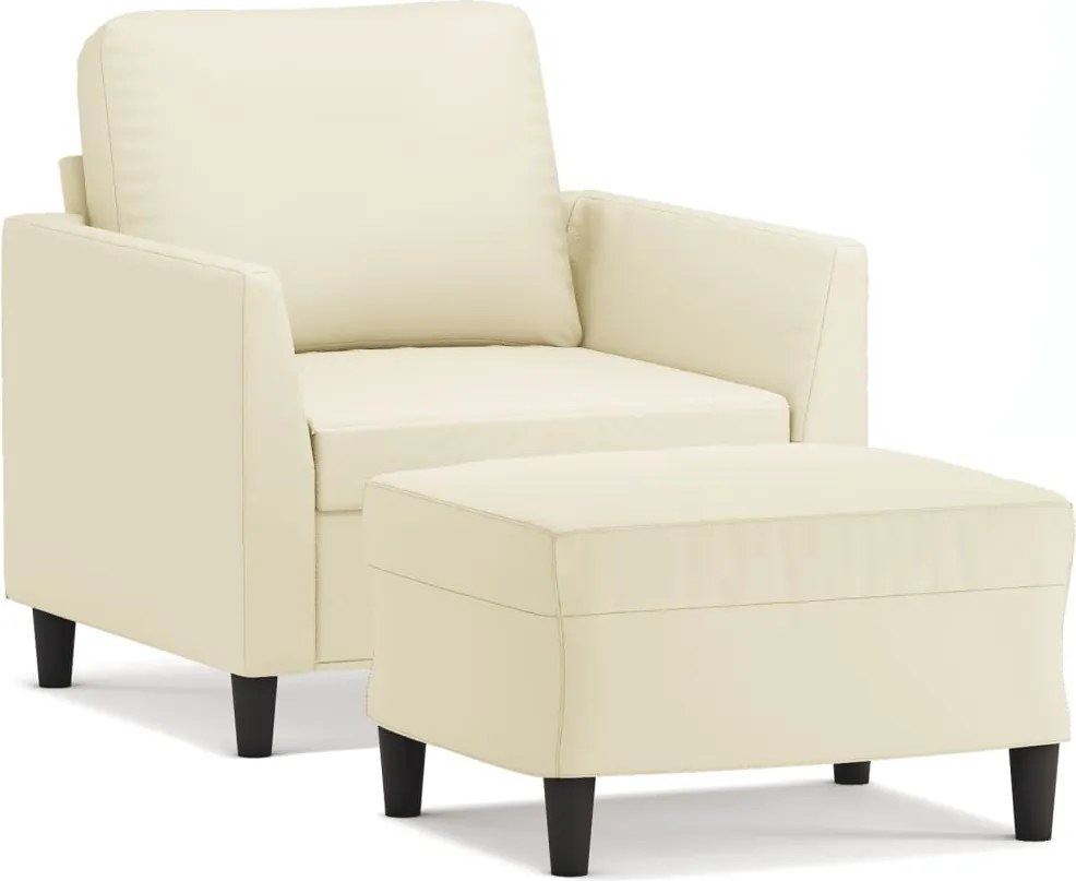 vidaXL krémszínű műbőr kanapéfotel lábtartóval 60 cm