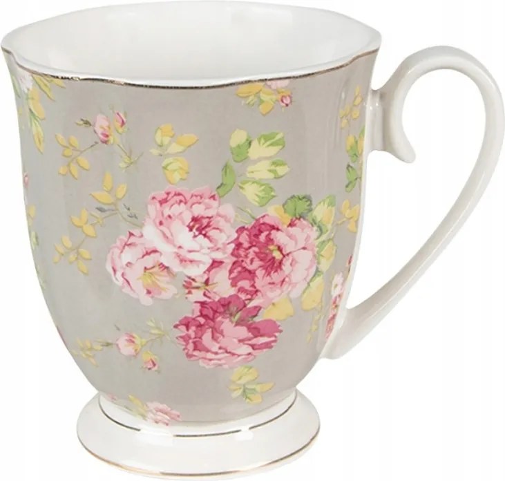 Zöld virágos porcelán bögre 290 ml