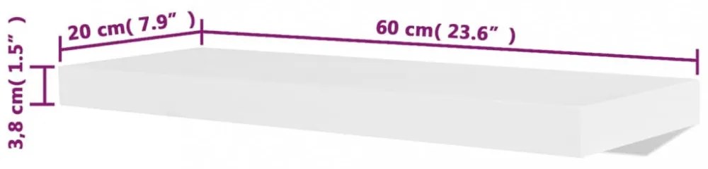 4 db fehér fali polc 60 cm