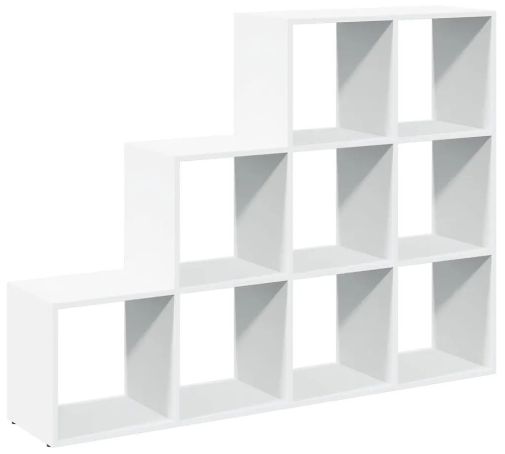3 szintes fehér fa elválasztó könyvespolc 137,5 x 29 x 103,5 cm