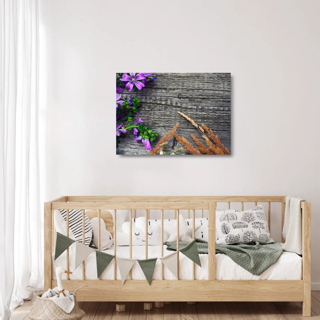 Kép - réti virágok (üvegen) (70x50 cm)