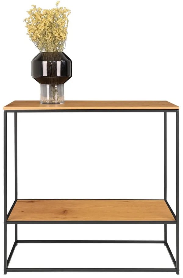 Natúr színű konzolasztal tölgyfa dekoros asztallappal 80x36 cm Vita – House Nordic