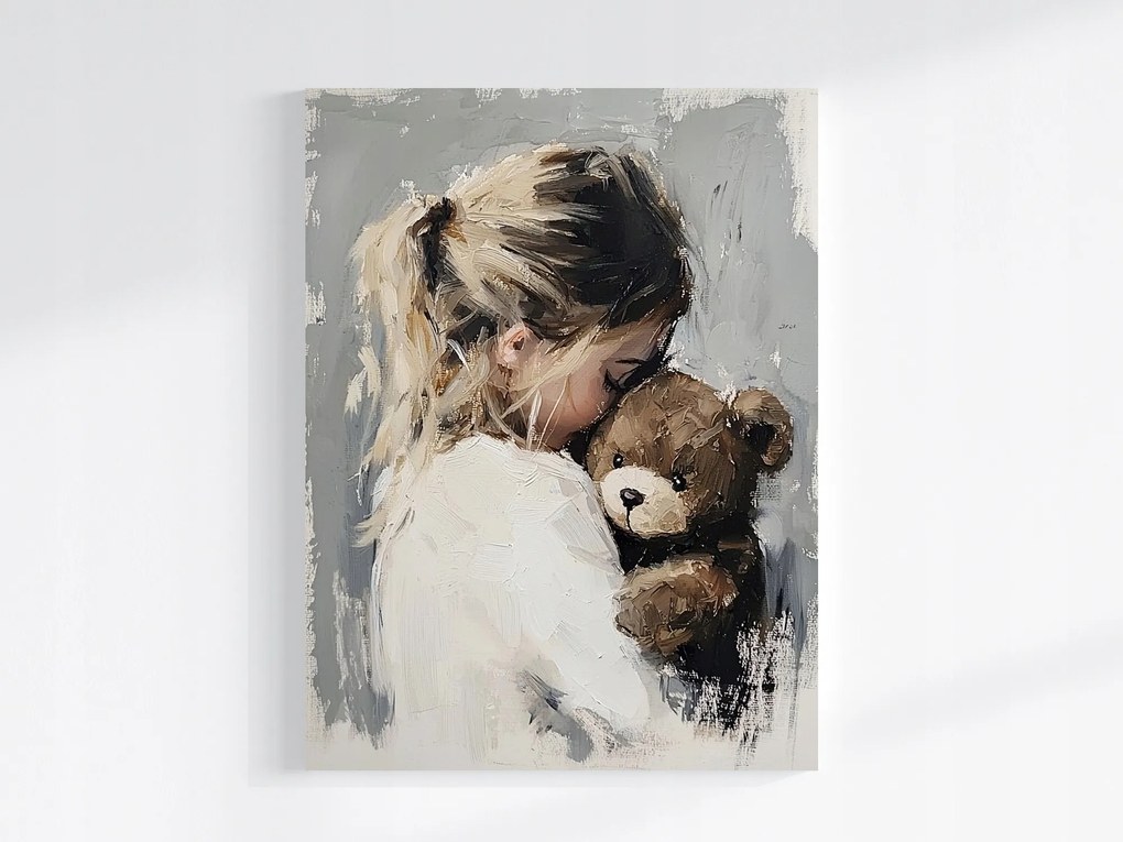 Canvas Vászonkép Portré Gyerek Lány Plüss Mackó 60x80