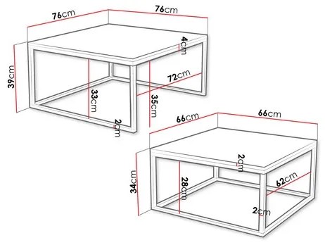 KÉSZLET 2x Kávésasztal DUAL fehér/fekete