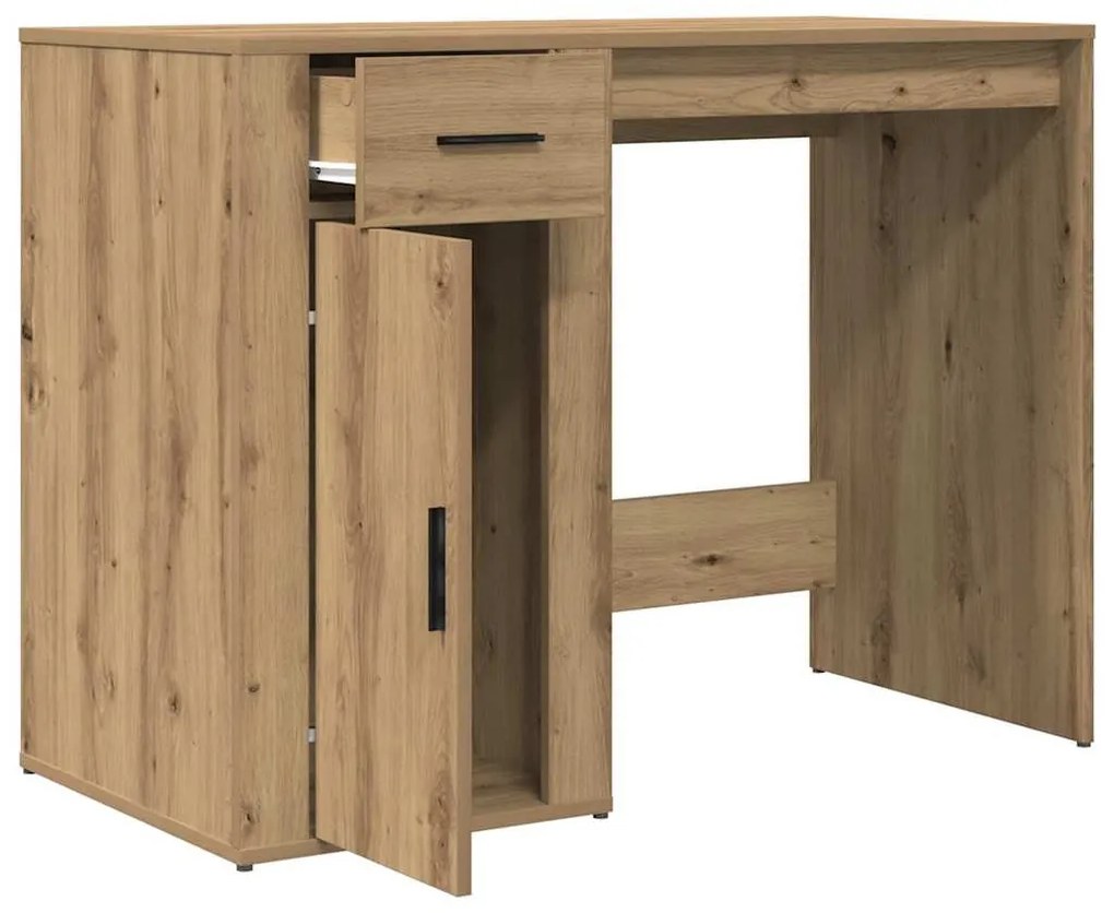 kézműves tölgy színű szerelt fa íróasztal 100 x 49 x 75 cm