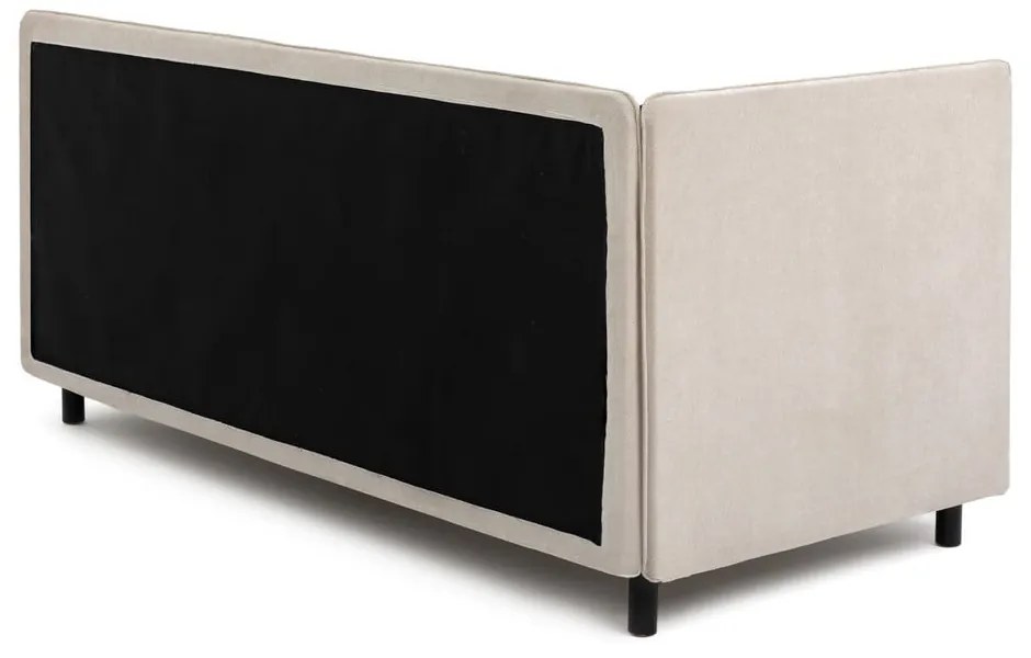 Bézs kárpitozott ágyneműtartós egyszemélyes ágy matraccal 120x200 cm Avela – Bonami Selection