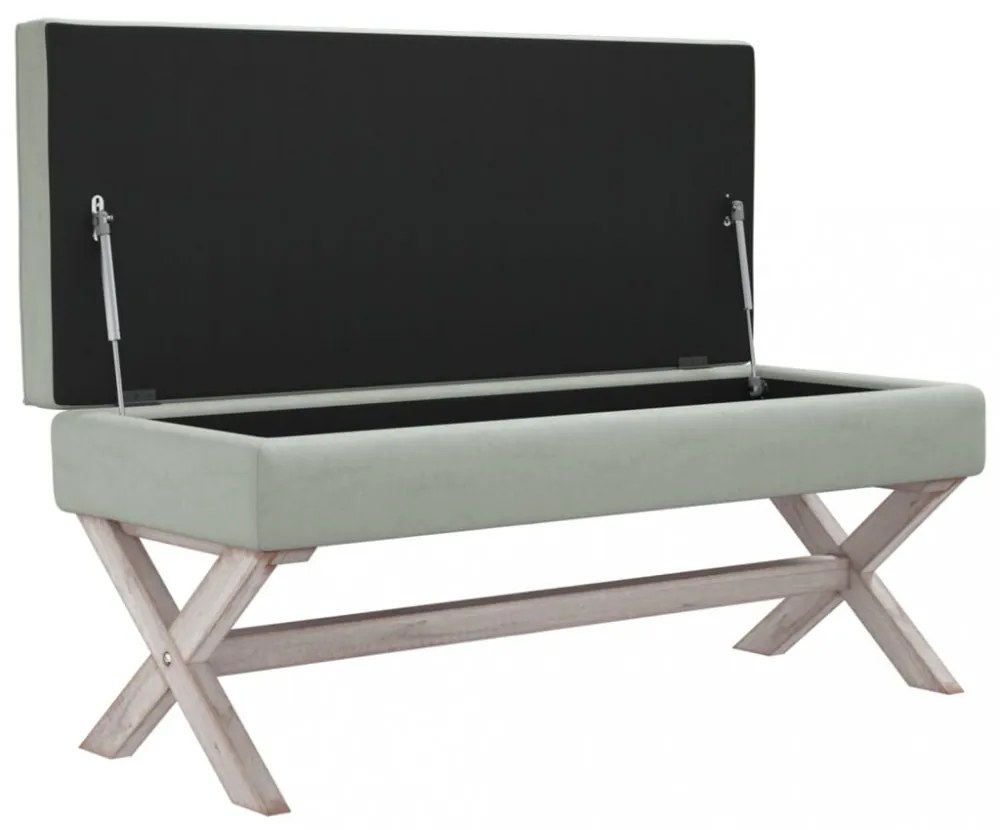 világosszürke bársony tárolóülőke 110 x 45 x 49 cm