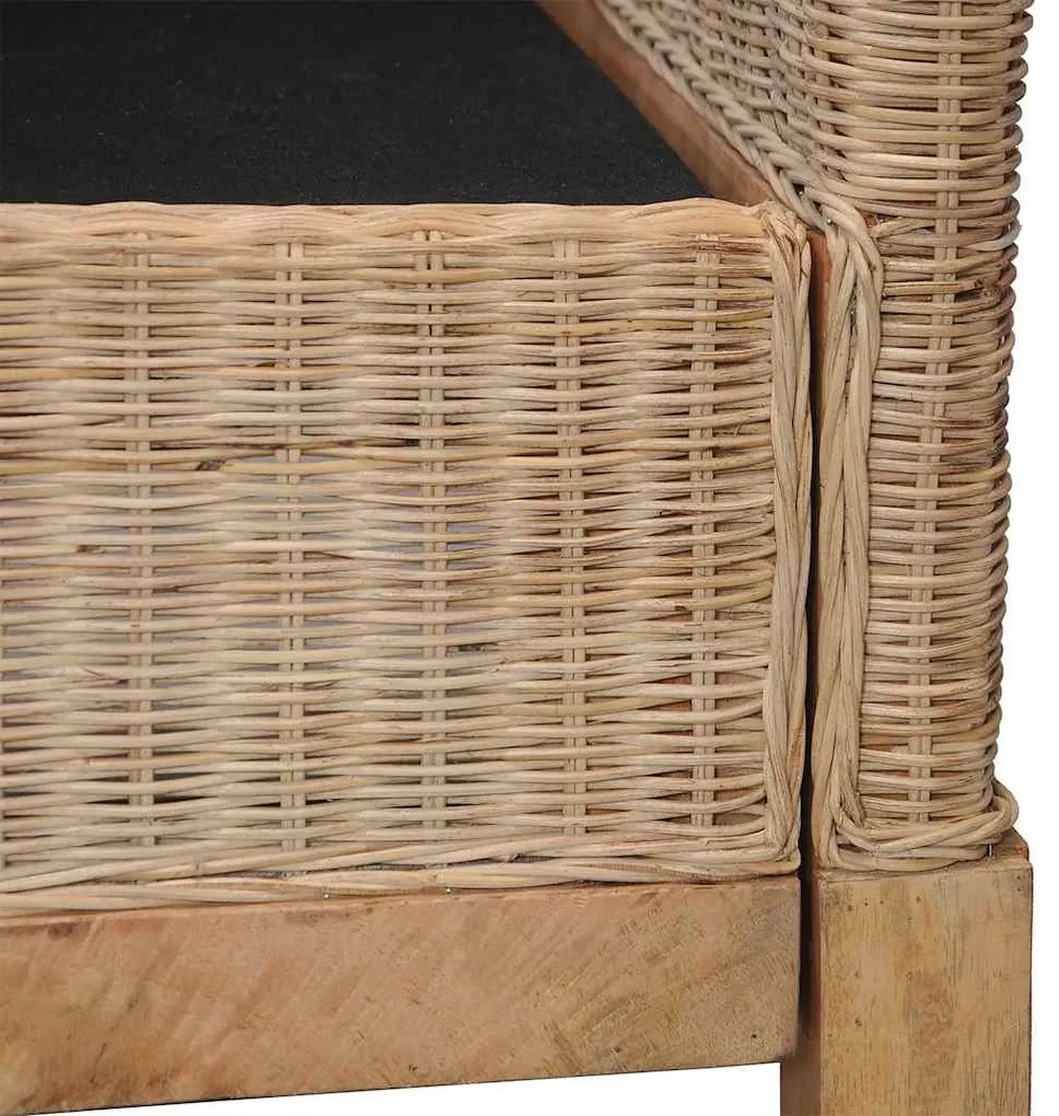 2 személyes természetes rattan kanapé párnával