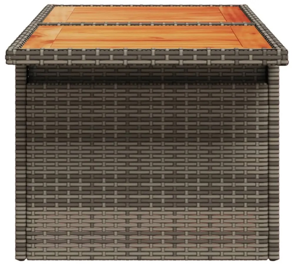 szürke polyrattan és akácfa kerti asztal 100 x 55 x 73 cm