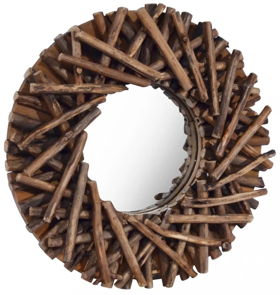 vidaXL kör alakú tíkfa falitükör 40 cm