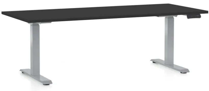 Állítható magasságú asztal OfficeTech D, 180 x 80 cm, szürke alap, fekete