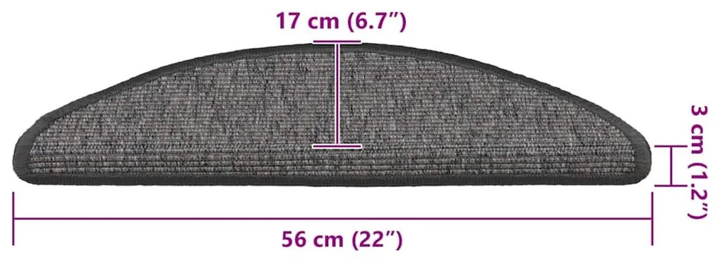 15 db bézs és szürke félkör alakú lépcsőszőnyeg 56 x 17 x 3 cm
