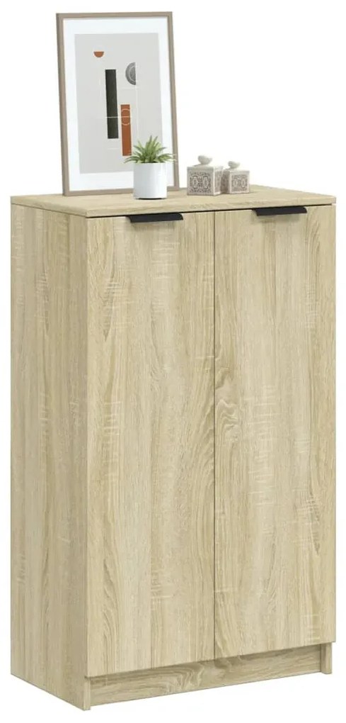 sonoma-tölgyszínű szerelt fa cipősszekrény 59 x 35 x 100,5 cm