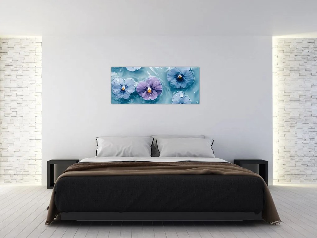 Kép - Ibolyák a vízben (120x50 cm)