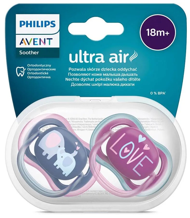Baba cumi Ultra air Avent + 18 hónap - 2 darab lány elefánt, vel. 18+ h