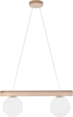 Kábeles függőlámpa WOODSTOCK 2xE27/15W/230V fa/krémszínű