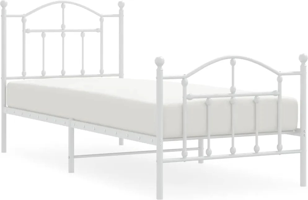 vidaXL fehér fém ágykeret fej- és lábtámlával 90 x 190 cm