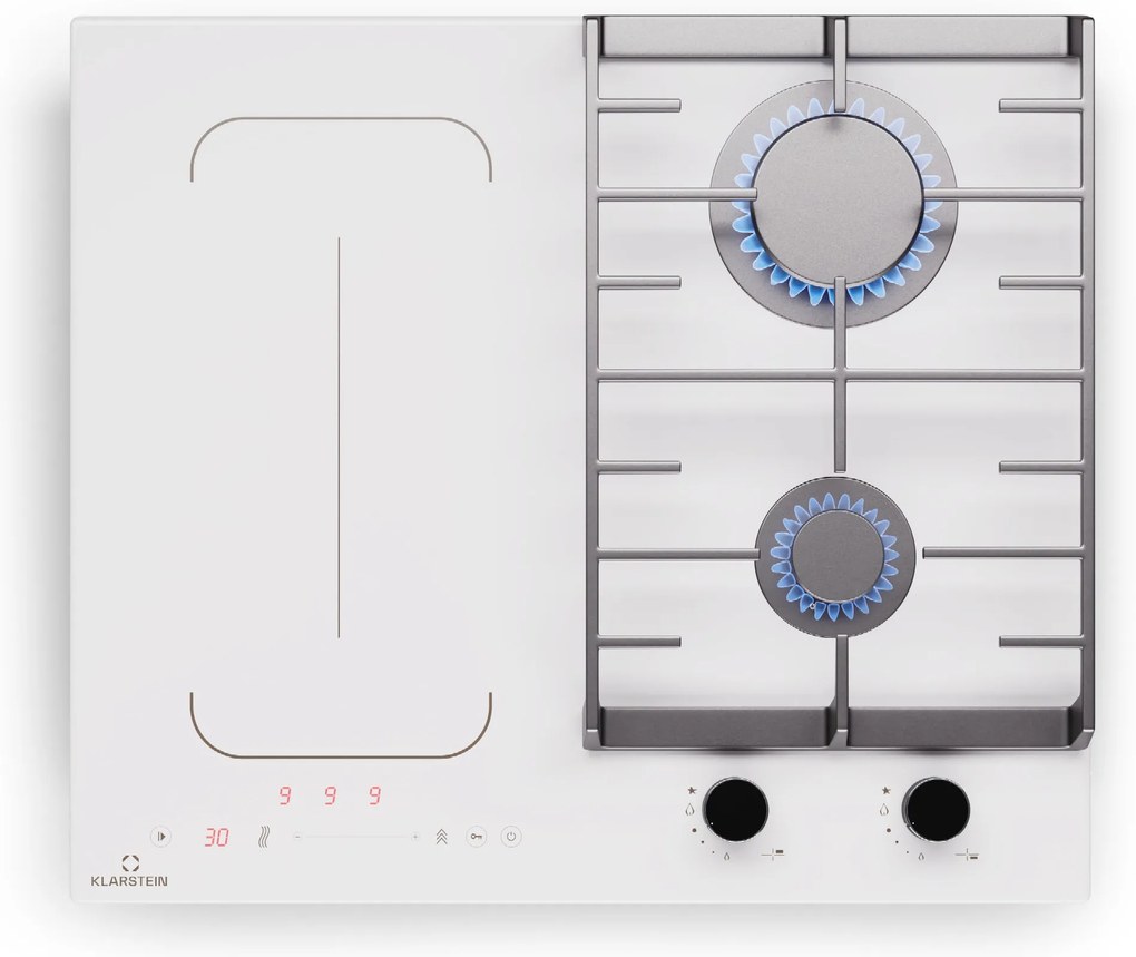 Klarstein MultiChef 4, indukciós és gáz tűzhely, 4 főzőzóna, 2 gázégő, 2 indukciós főzőlap, FlexZone