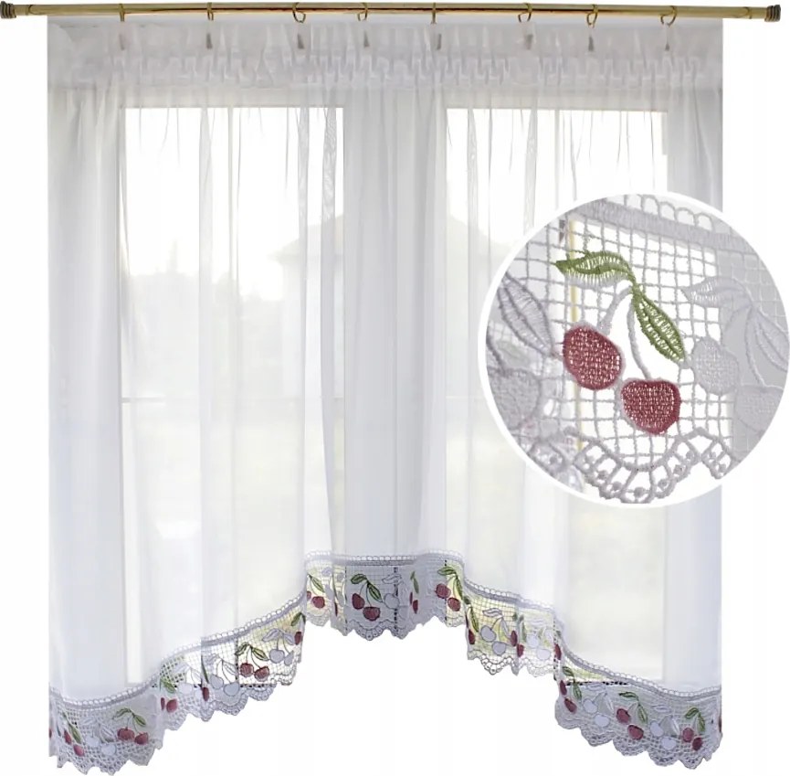 Konyhai Függöny Fátyol Cseresznye 200x100 cm